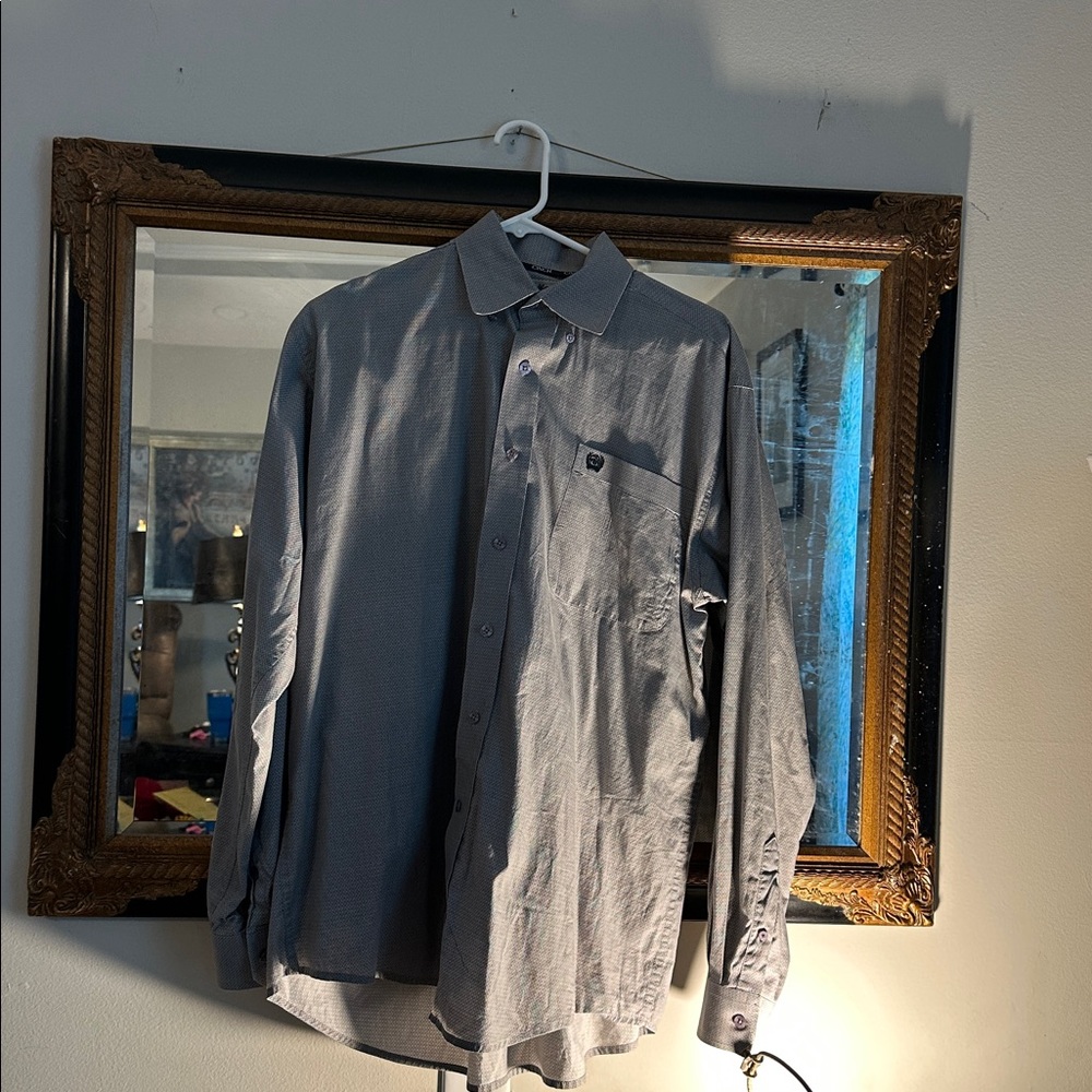 Men’s Cinch Patterned Blue Shirt